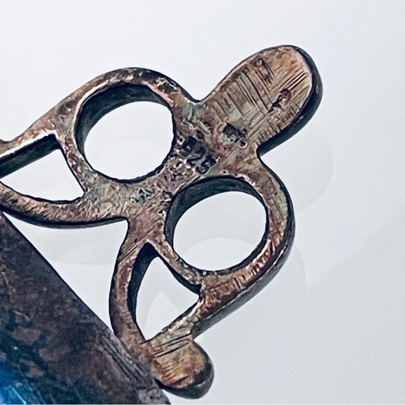 Vintage Lapis Lazuli Large Bali Design Filigree Cuff Bracelet in Sterlin… - Picture 4 of 10